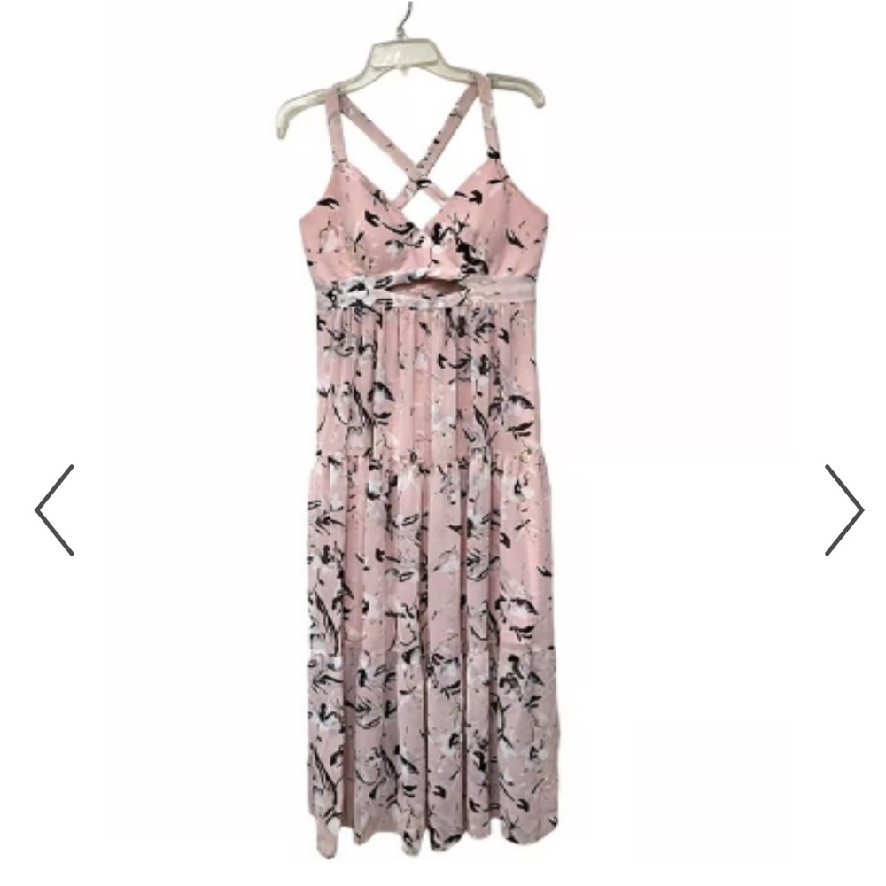 RACHEL Rachel Roy Pink Floral Maxi Dress with Crisscross Straps